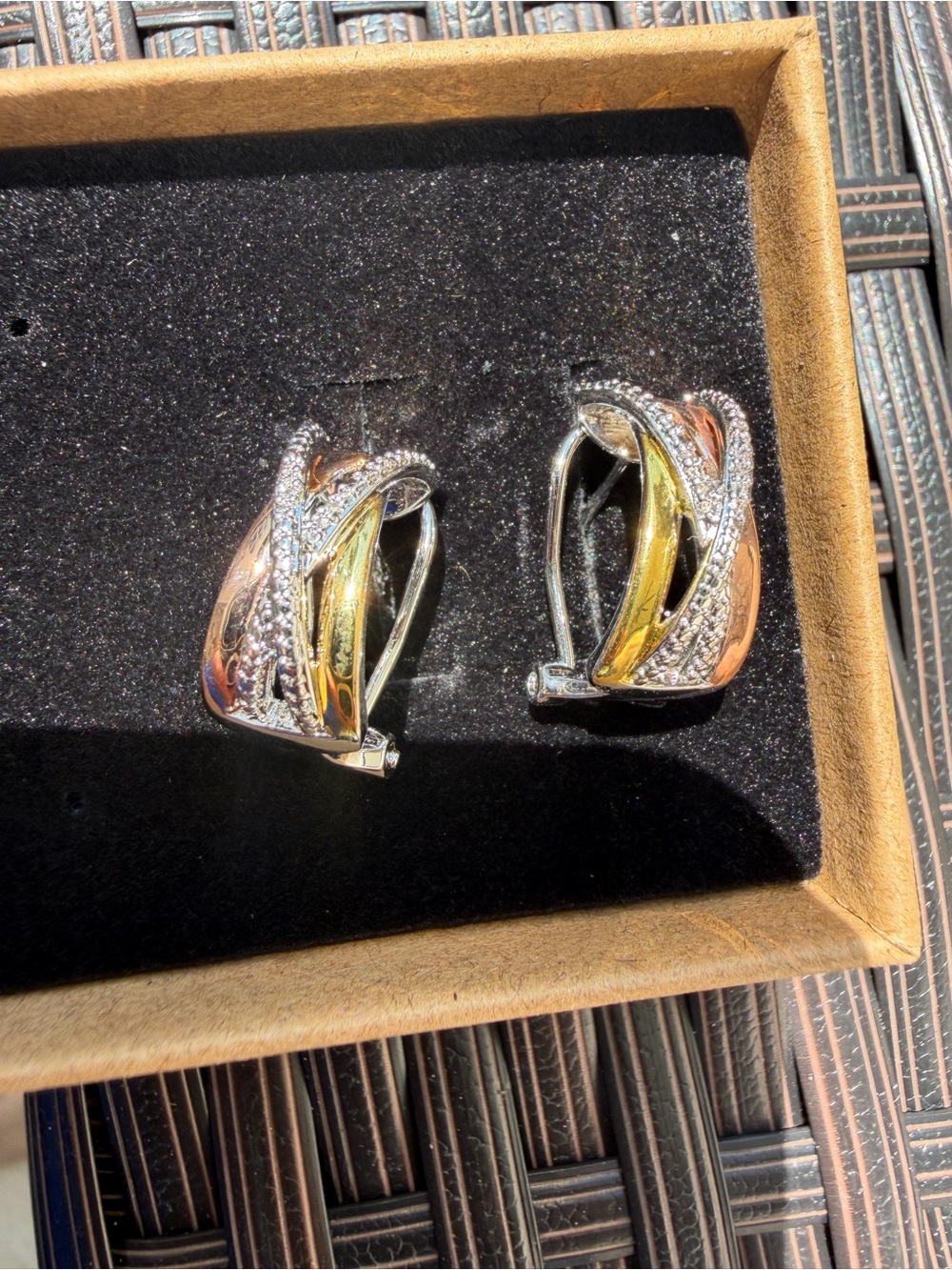 Tri-Tone Diamond Hoop Earrings - Gold, Rose & Silver